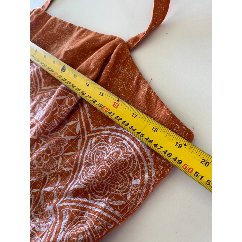 Peruvian Connection linen blend orange strapless mini dress Sz 14 Pockets - Picture 8 of 11